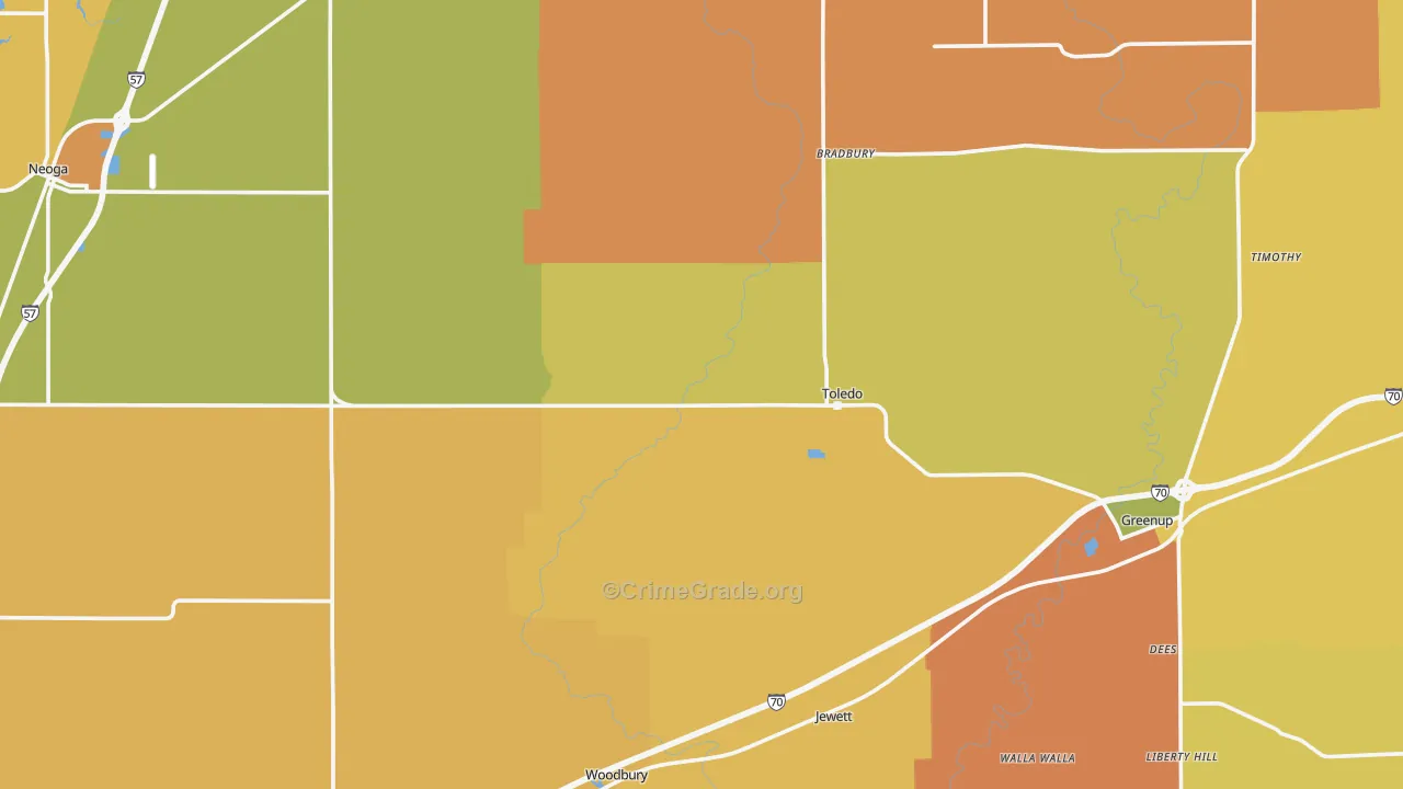 Cumberland County, IL Map of Robbery Rates