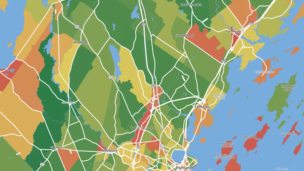 Cumberland County, ME Map of Robbery Rates