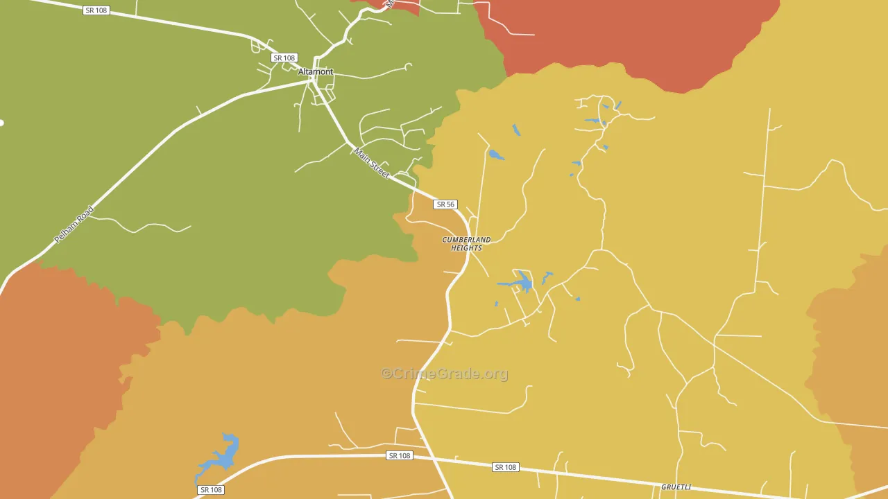 Cumberland Heights, TN Map of Robbery Rates