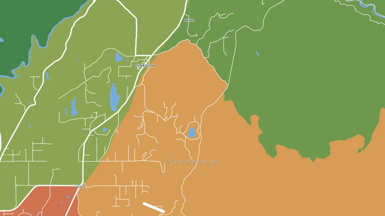 Cumberland, WA Map of Robbery Rates