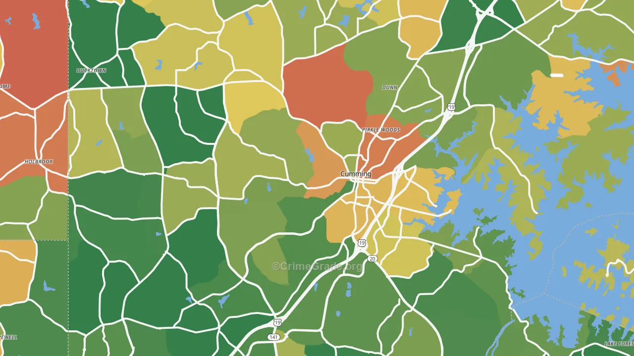 Cumming, GA Map of Robbery Rates