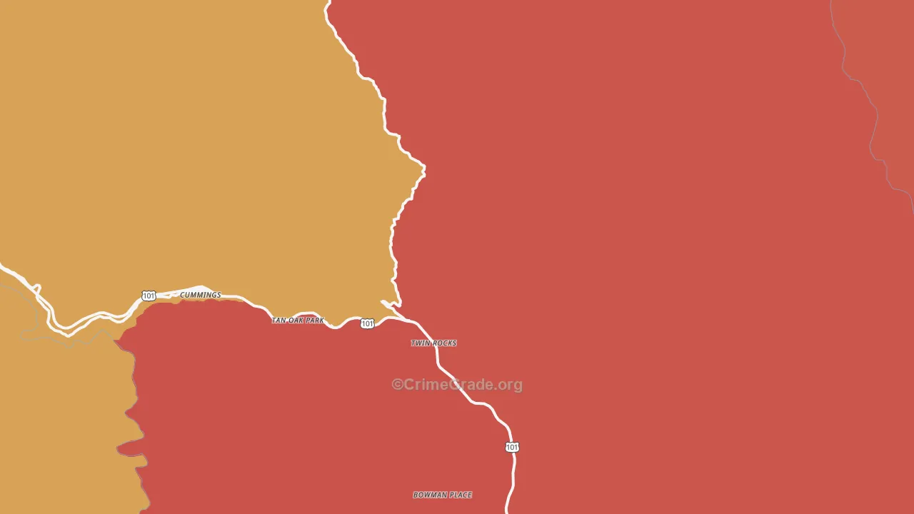 Cummings, CA Map of Robbery Rates