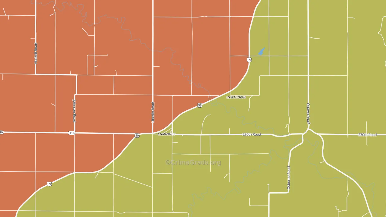 Cummings, KS Map of Robbery Rates