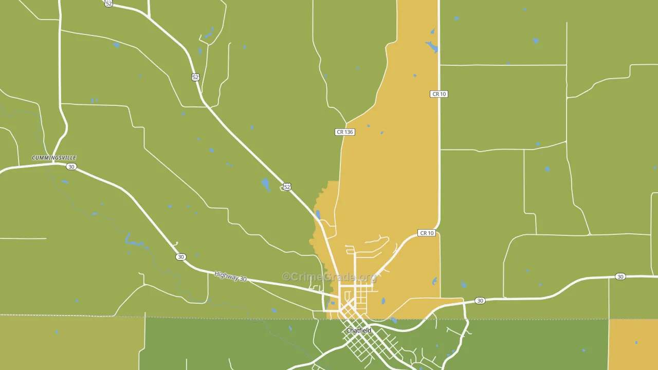 Cummingsville, MN Map of Robbery Rates
