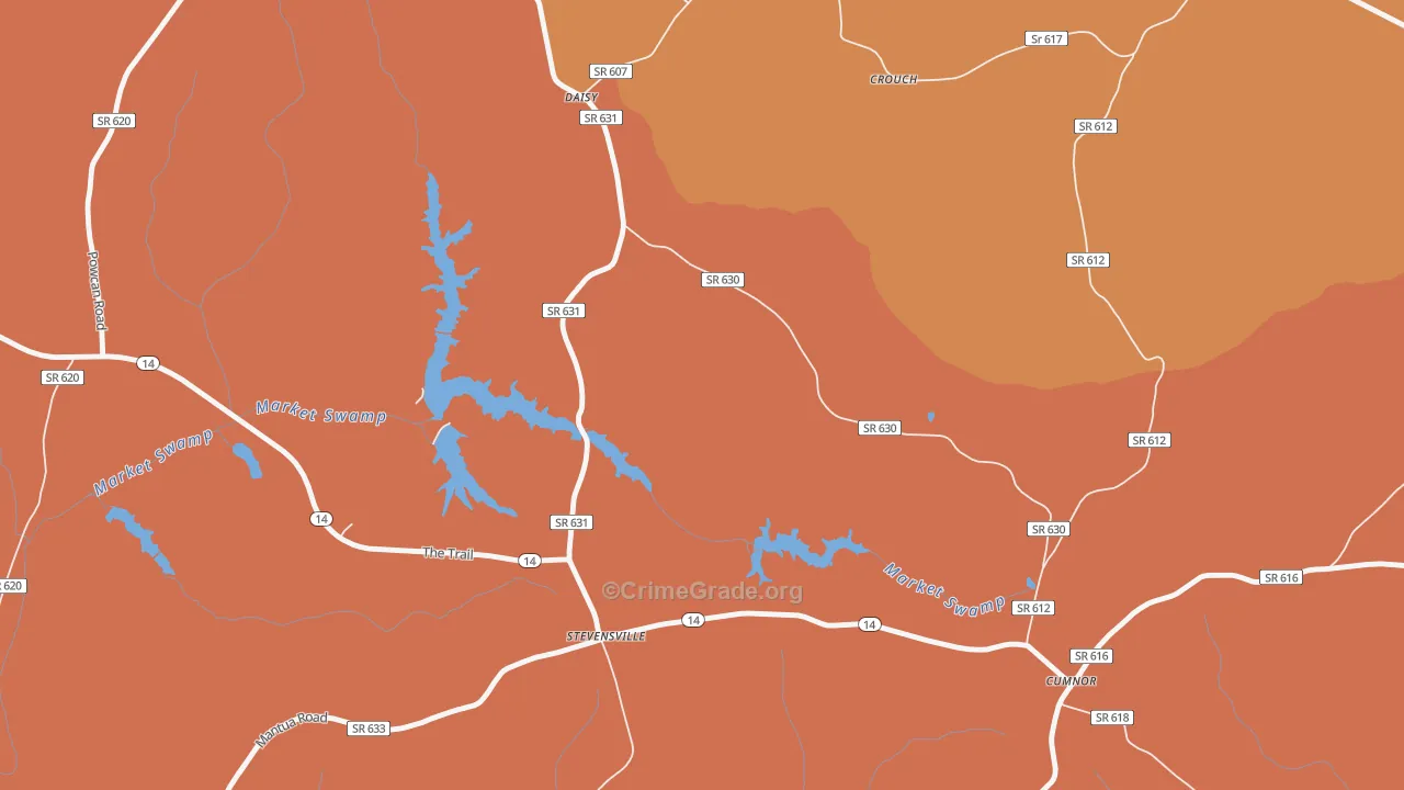 Cumnor, VA Map of Robbery Rates