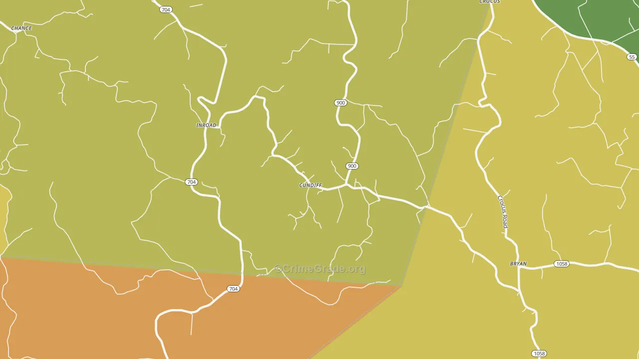 Cundiff, KY Map of Robbery Rates