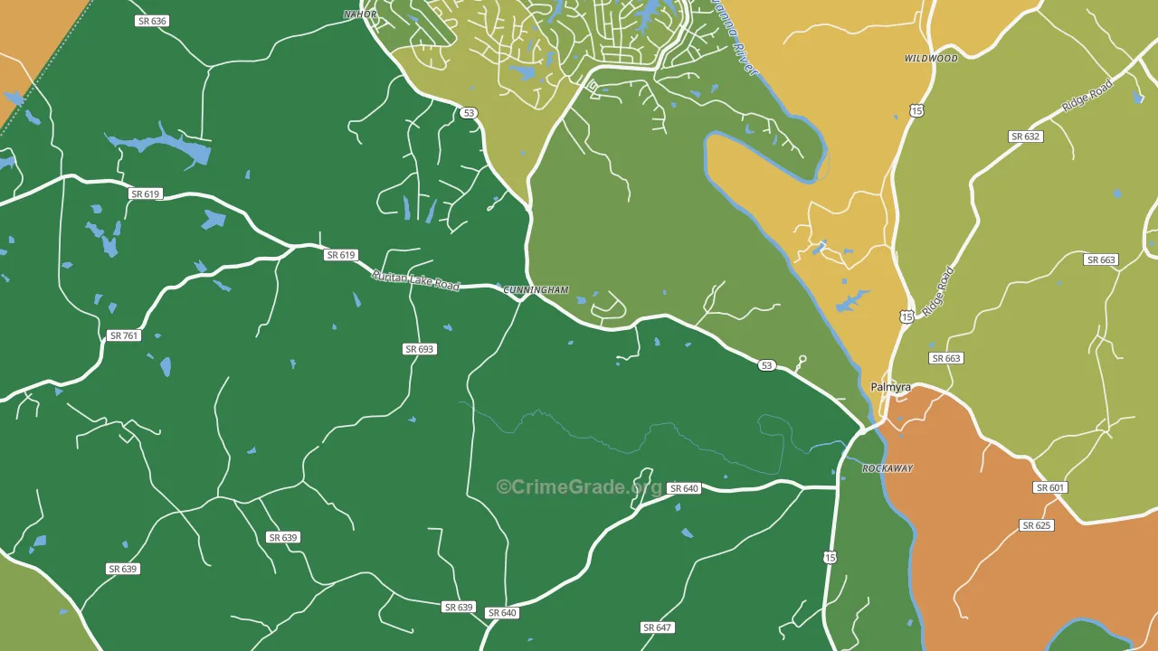 Cunningham, VA Map of Robbery Rates