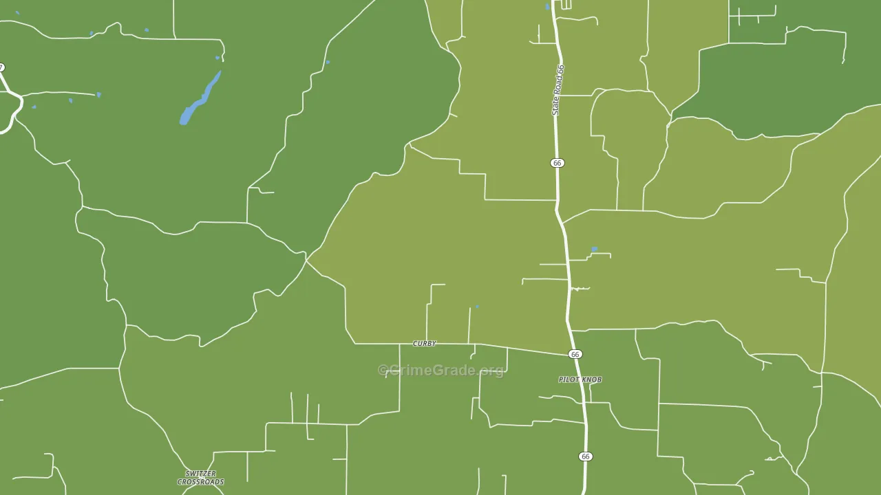 Curby, IN Map of Robbery Rates