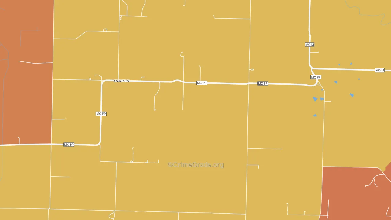 Curdton, MO Map of Robbery Rates