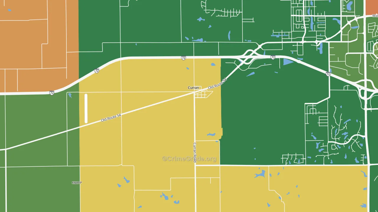 Curran, IL Map of Robbery Rates