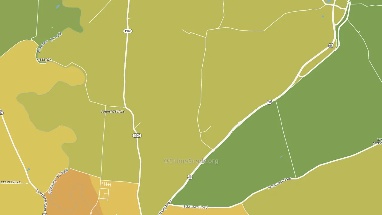 Currentsville, KY Map of Robbery Rates