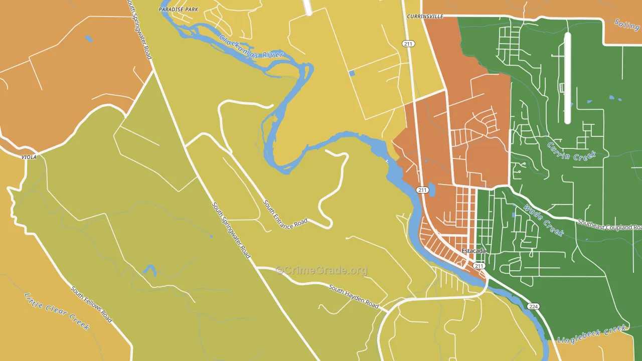 Currinsville, OR Map of Robbery Rates