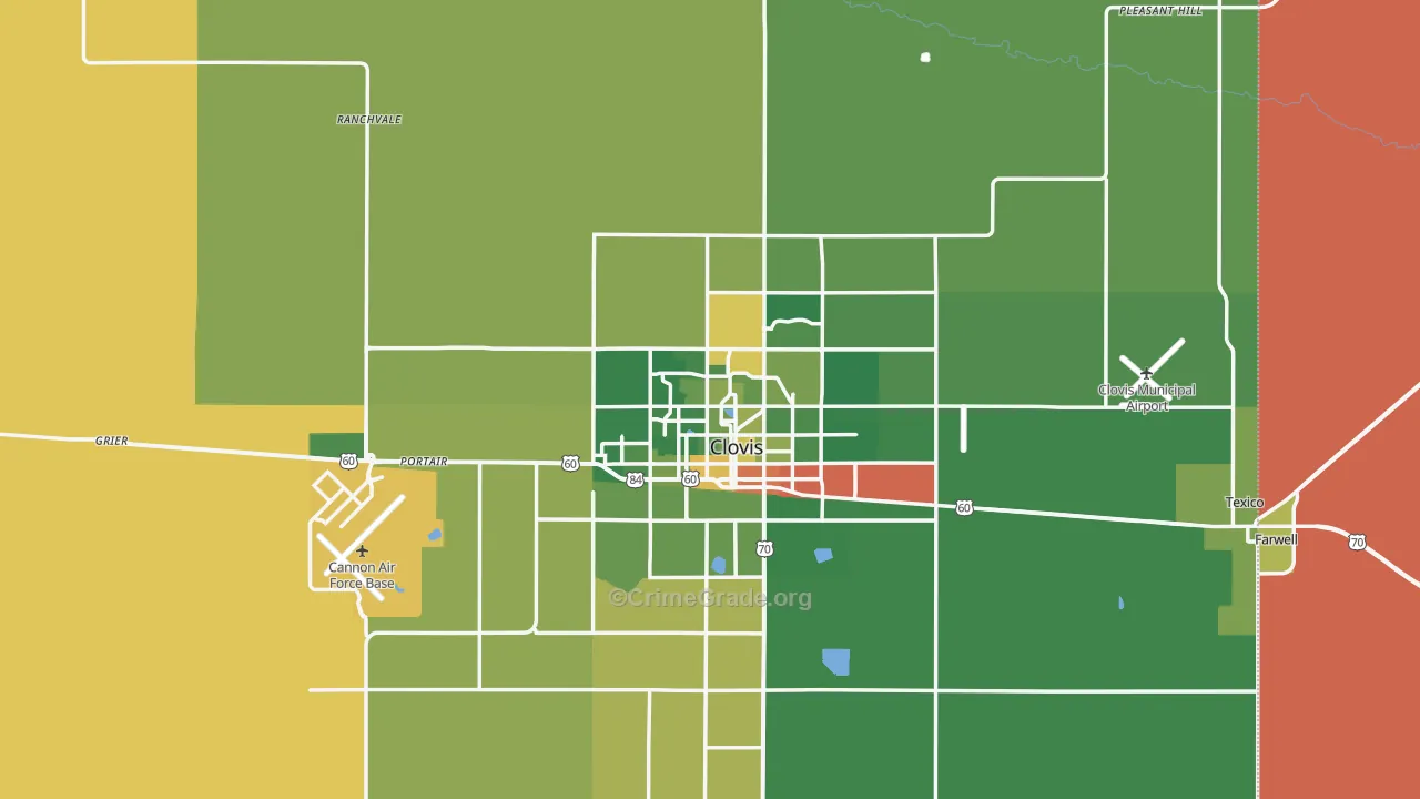 Curry County, NM Map of Robbery Rates