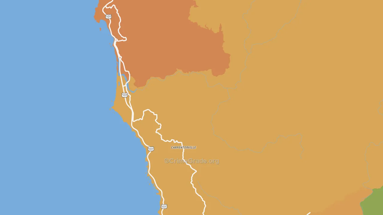 Curry County, OR Map of Robbery Rates