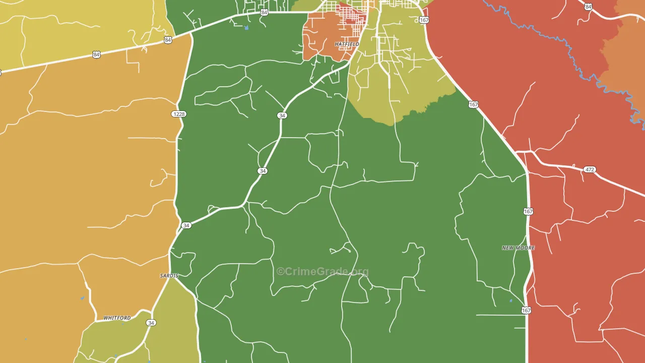 Curry, LA Map of Robbery Rates