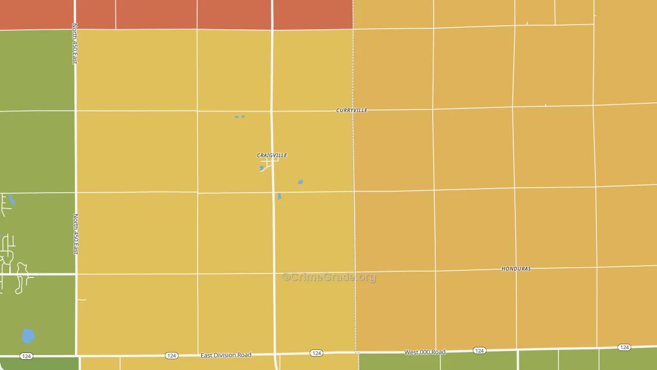 Curryville, IN Map of Robbery Rates