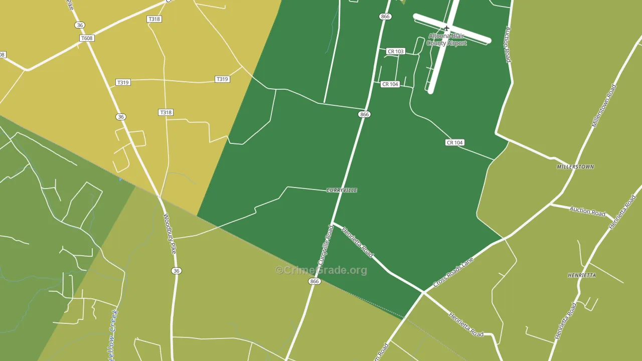 Curryville, PA Map of Robbery Rates