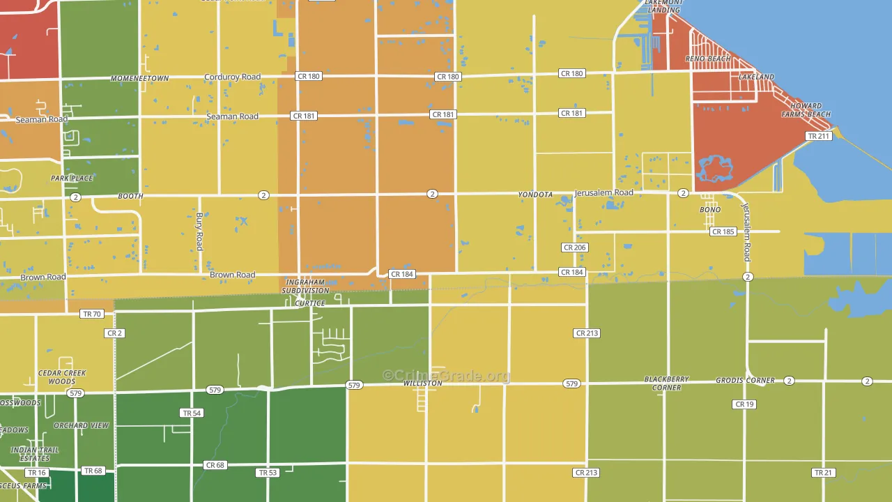 Curtice, OH Map of Robbery Rates