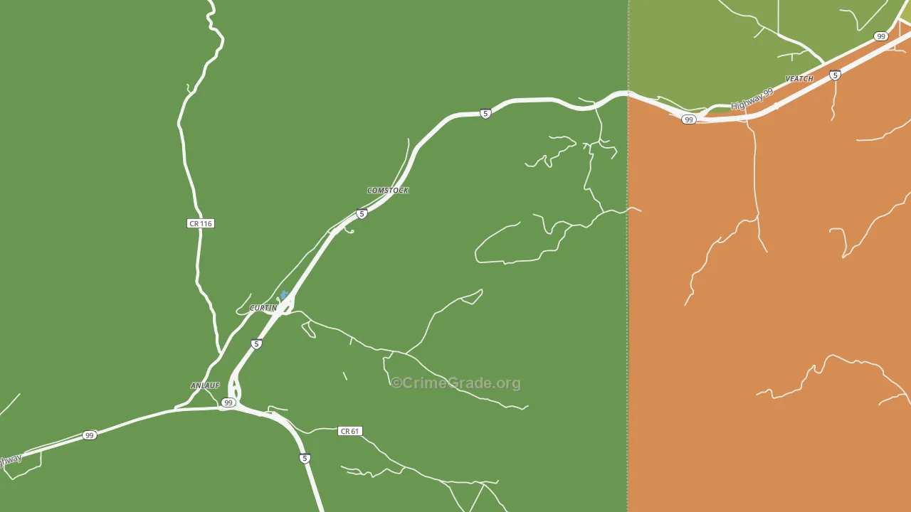 Curtin, OR Map of Robbery Rates