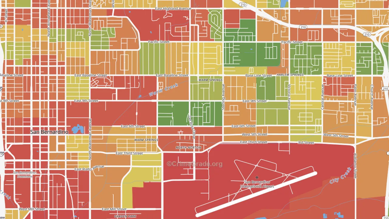 Curtis, Highland, CA Map of Robbery Rates