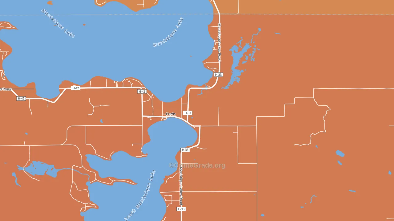 Curtis, MI Map of Robbery Rates