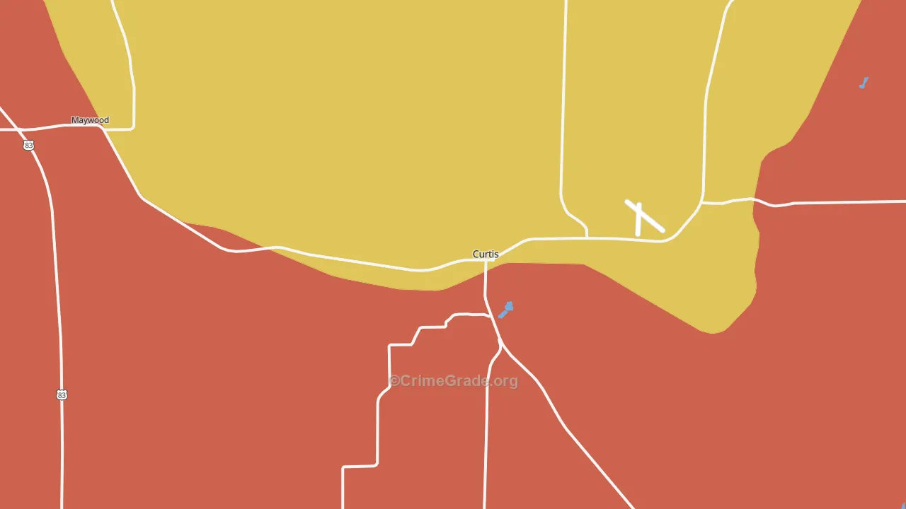 Curtis, NE Map of Robbery Rates