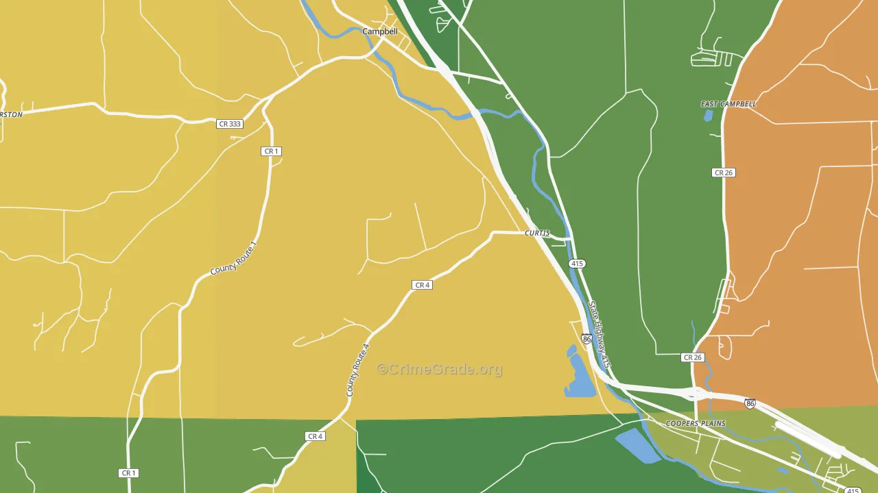 Curtis, NY Map of Robbery Rates