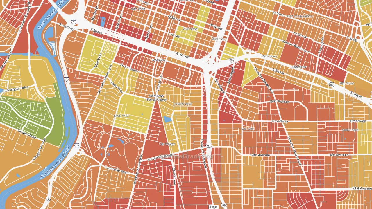 Curtis Park, Sacramento, CA Map of Robbery Rates