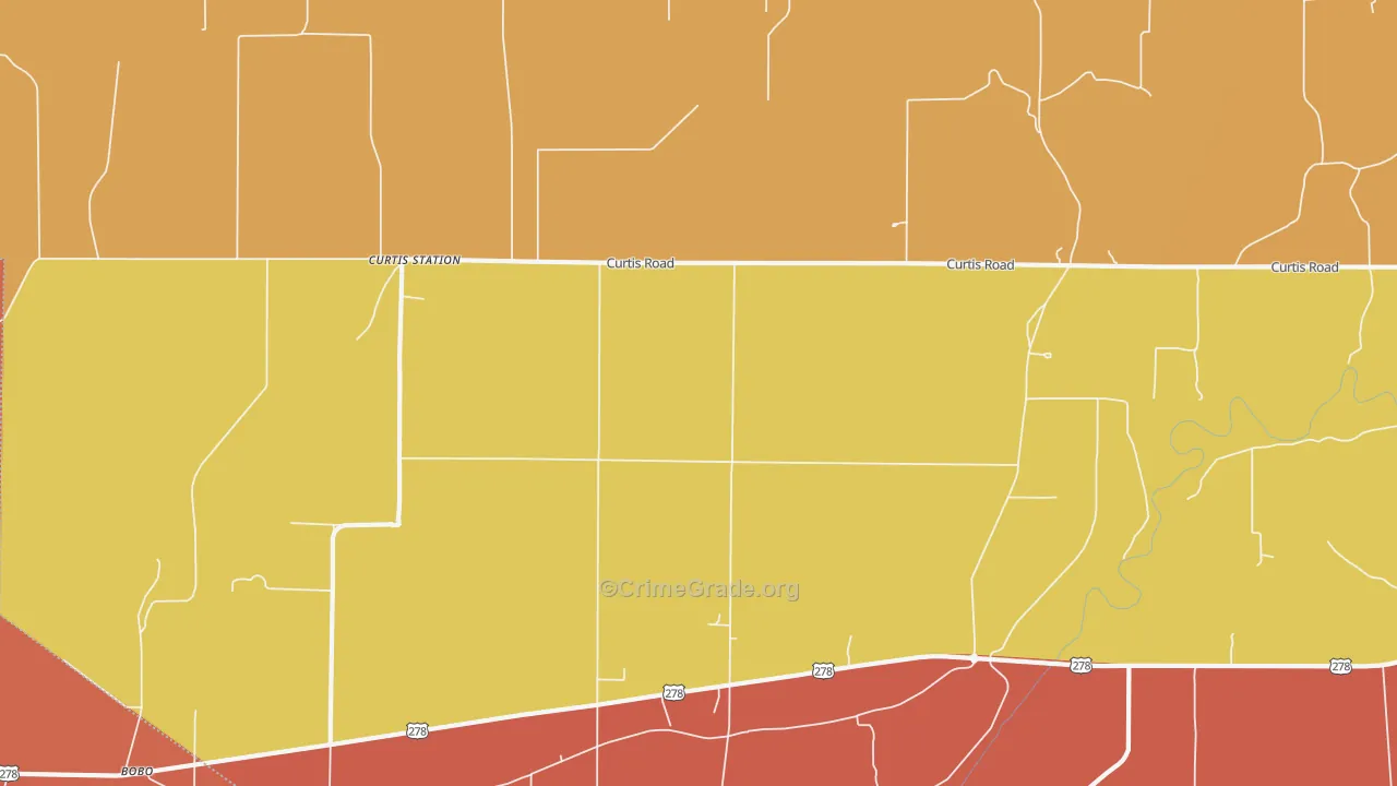 Curtis Station, MS Map of Robbery Rates