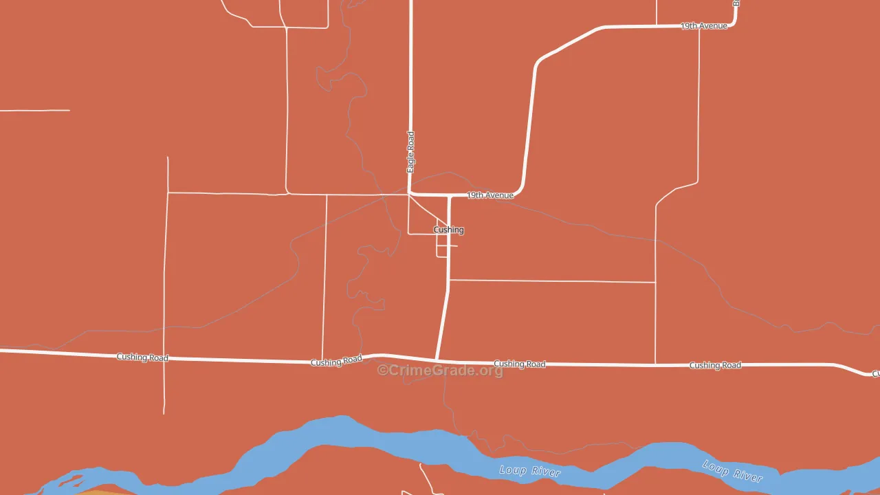 Cushing, NE Map of Robbery Rates
