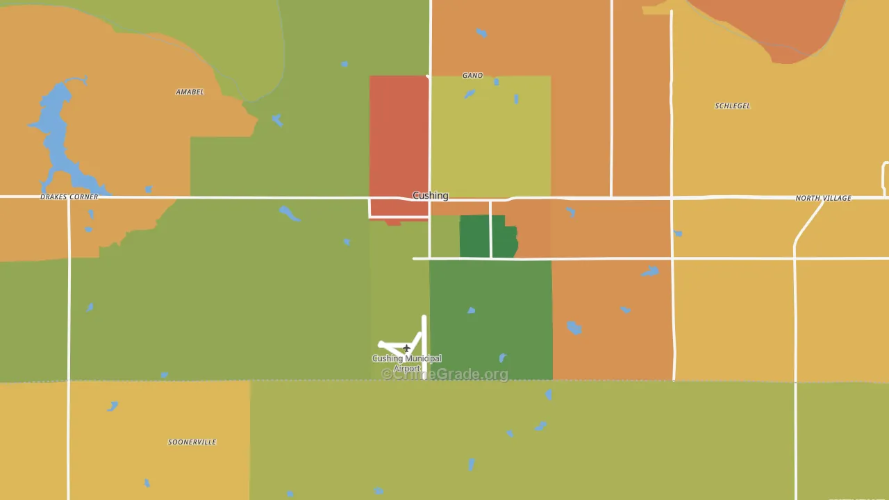 Cushing, OK Map of Robbery Rates