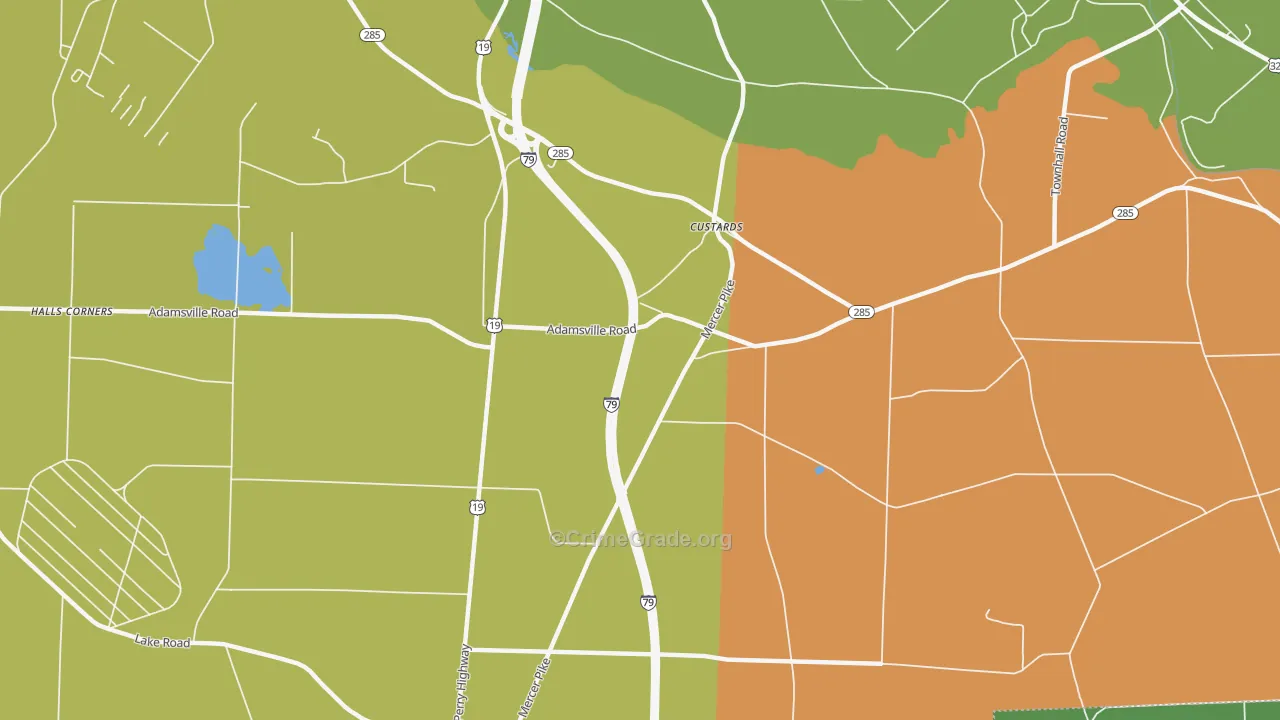 Custards, PA Map of Robbery Rates