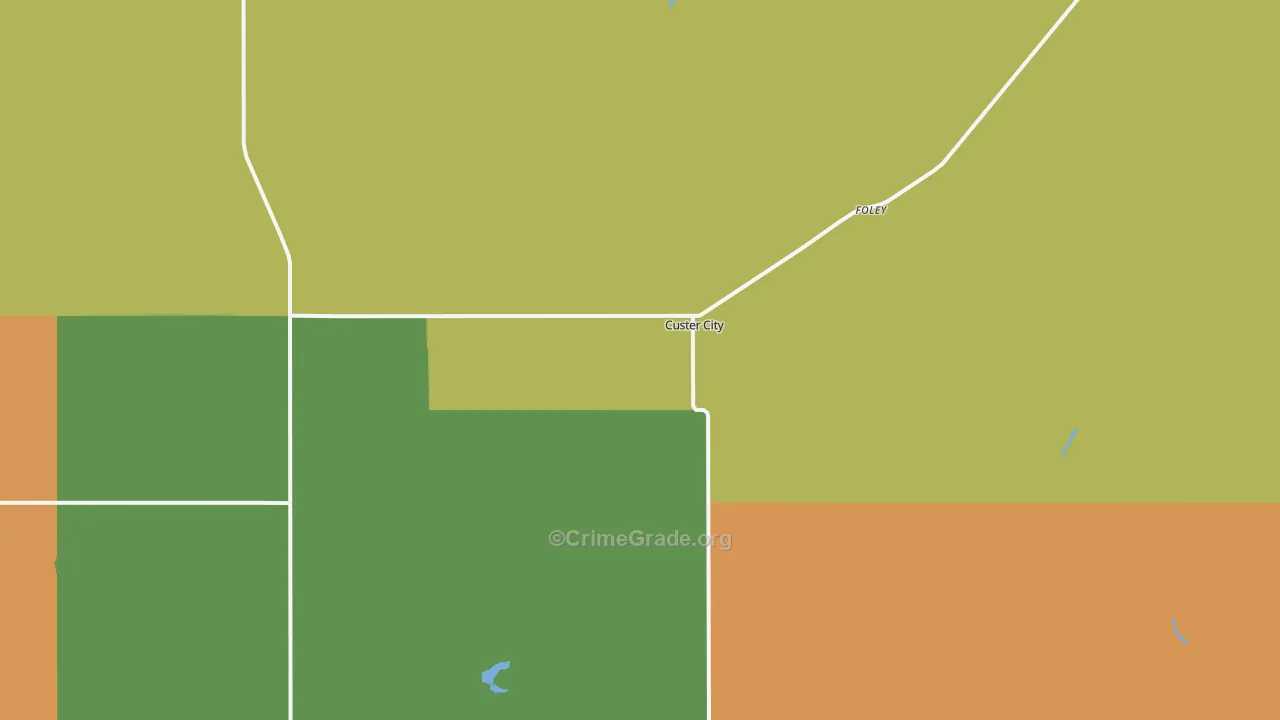 Custer City, OK Map of Robbery Rates