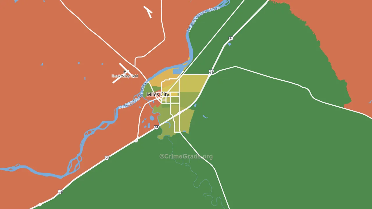 Custer County, MT Map of Robbery Rates