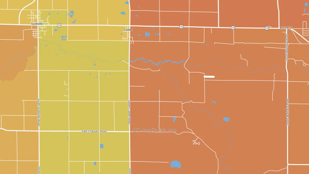 Custer, MI Map of Robbery Rates