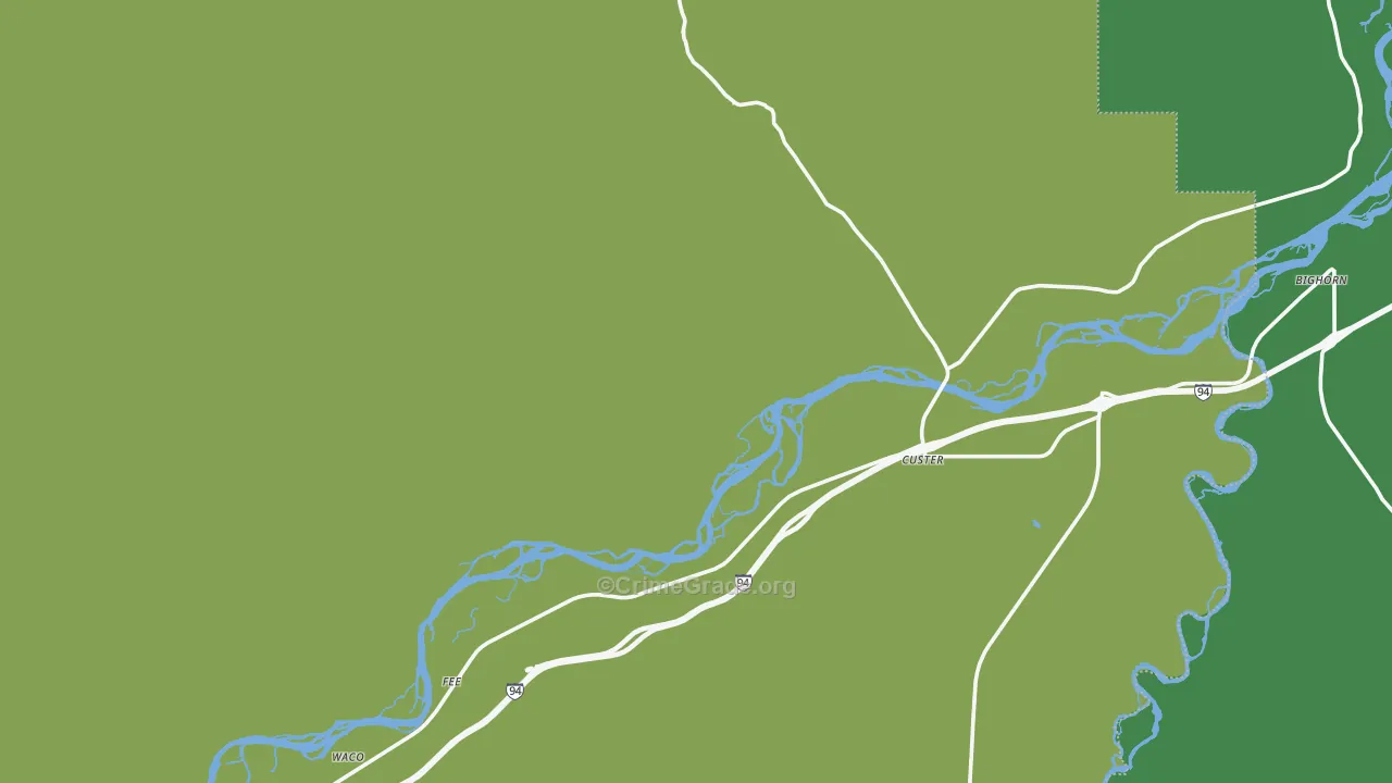 Custer, MT Map of Robbery Rates
