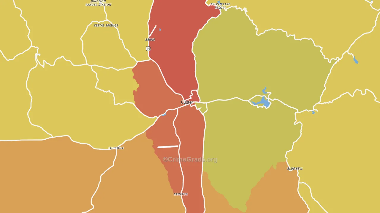 Custer, SD Map of Robbery Rates