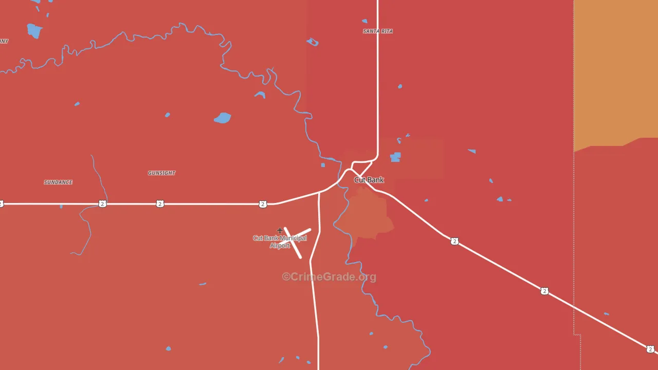 Cut Bank, MT Map of Robbery Rates