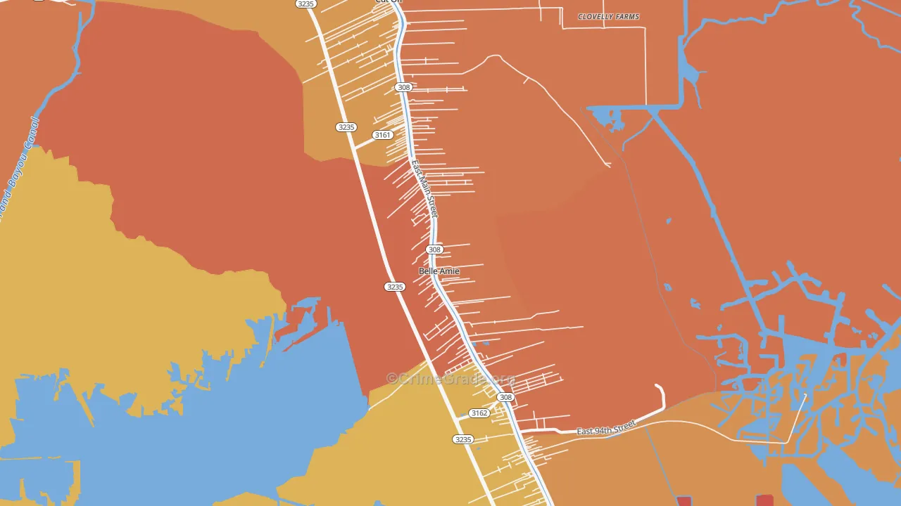 Cut Off, LA Map of Robbery Rates