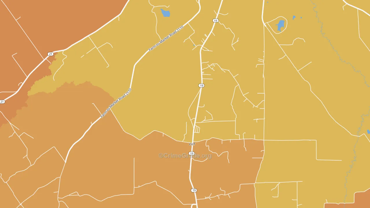 Cut, TX Map of Robbery Rates