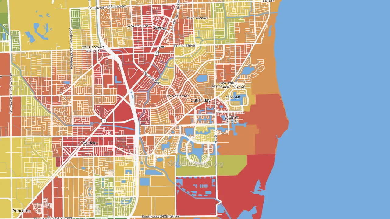 Cutler Bay, FL Map of Robbery Rates