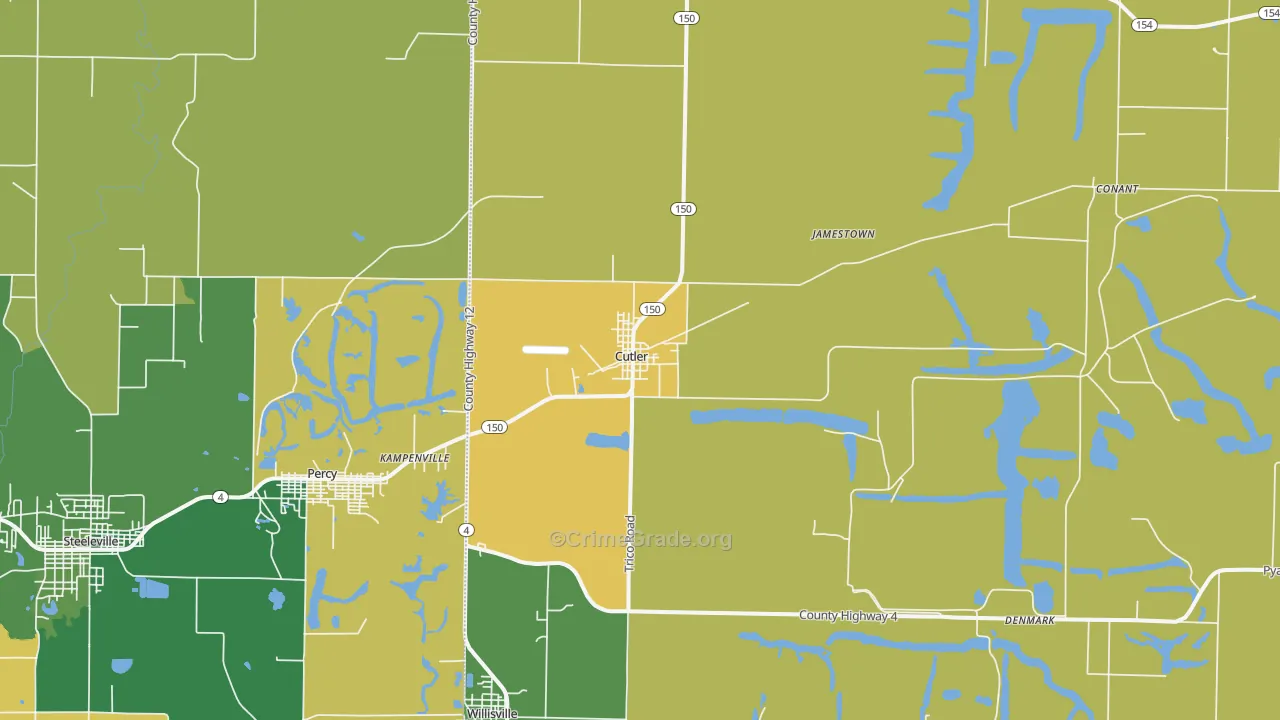 Cutler, IL Map of Robbery Rates
