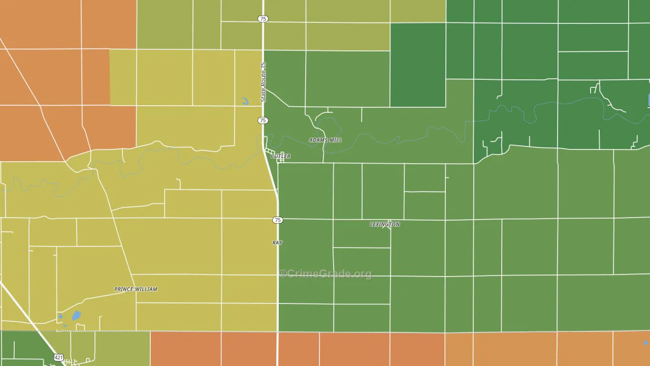 Cutler, IN Map of Robbery Rates