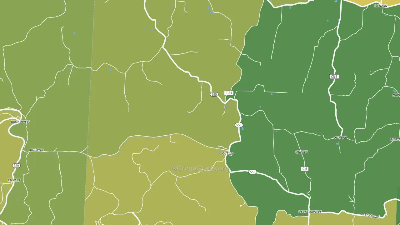 Cutler, OH Map of Robbery Rates