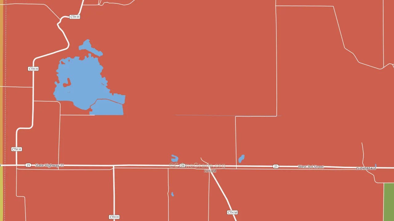 Cutler, WI Map of Robbery Rates