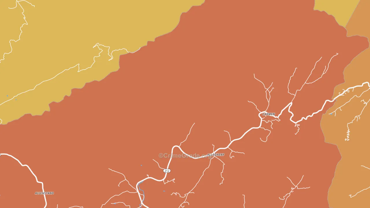 Cutshalltown, NC Map of Robbery Rates