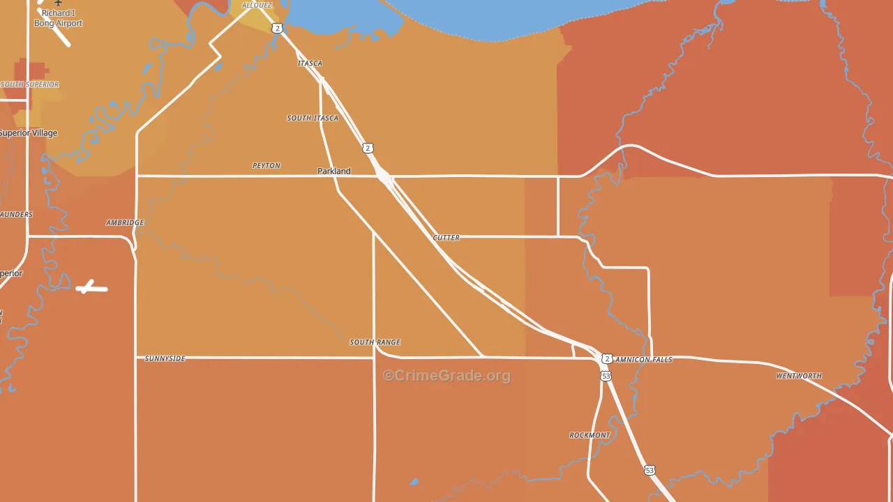 Cutter, WI Map of Robbery Rates