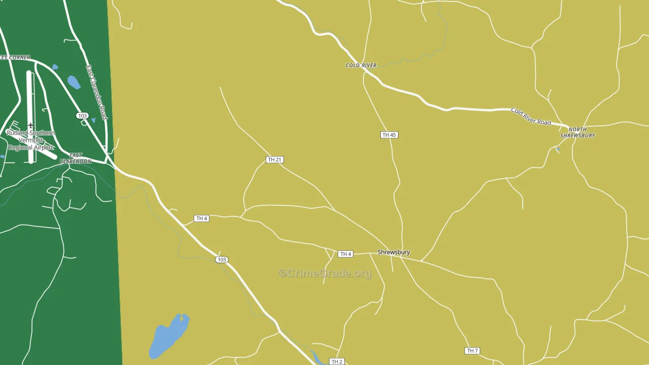 Cuttingsville, VT Map of Robbery Rates