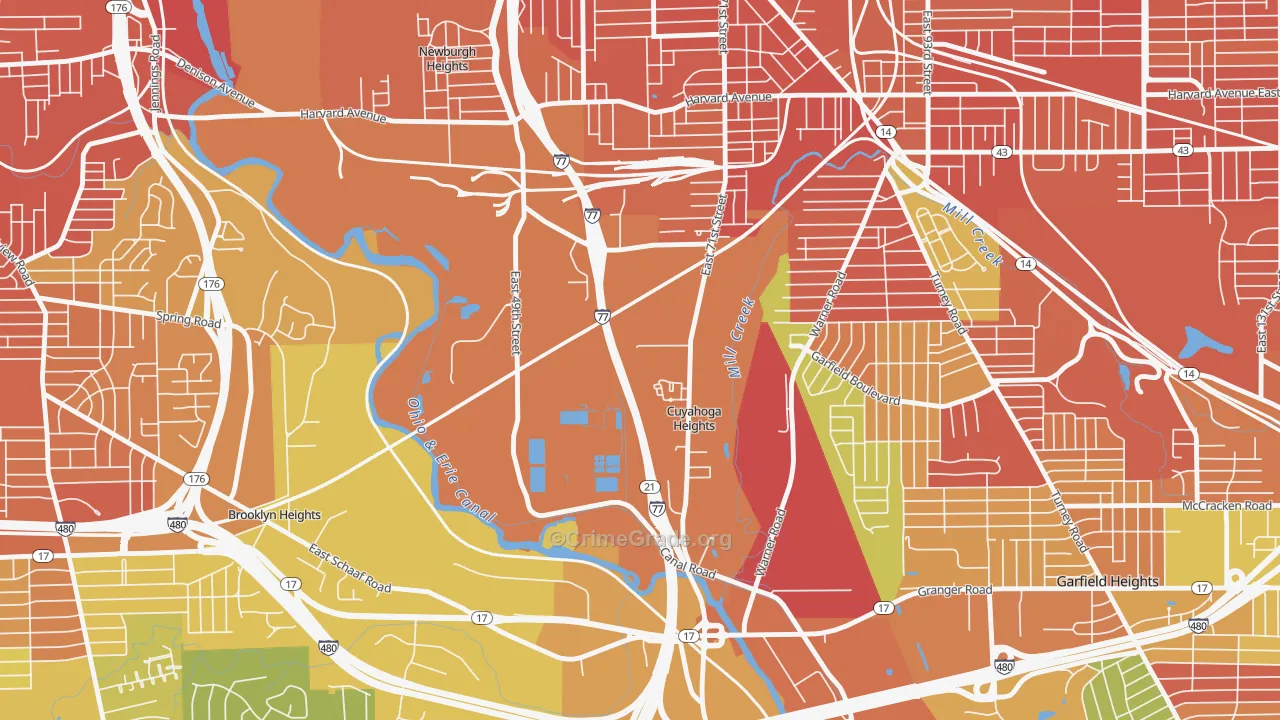 Cuyahoga Heights, OH Map of Robbery Rates