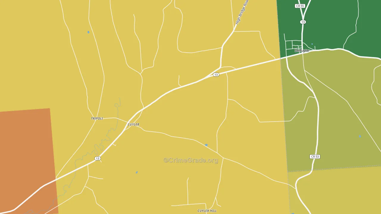 Cuyler, NY Map of Robbery Rates